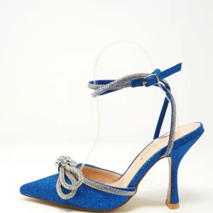 Décolleté glitter con fiocco di strass