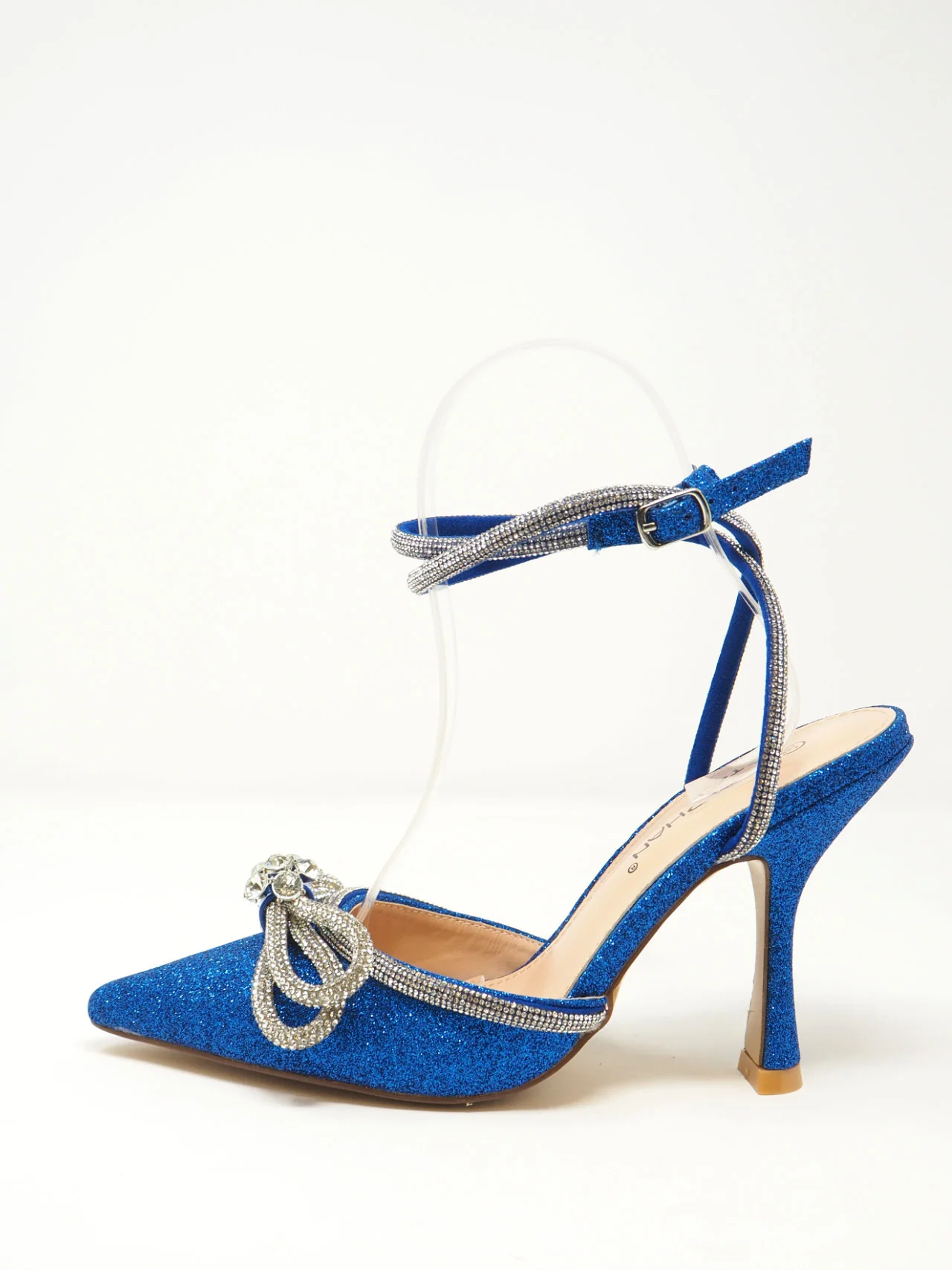 Décolleté glitter con fiocco di strass - immagine 2