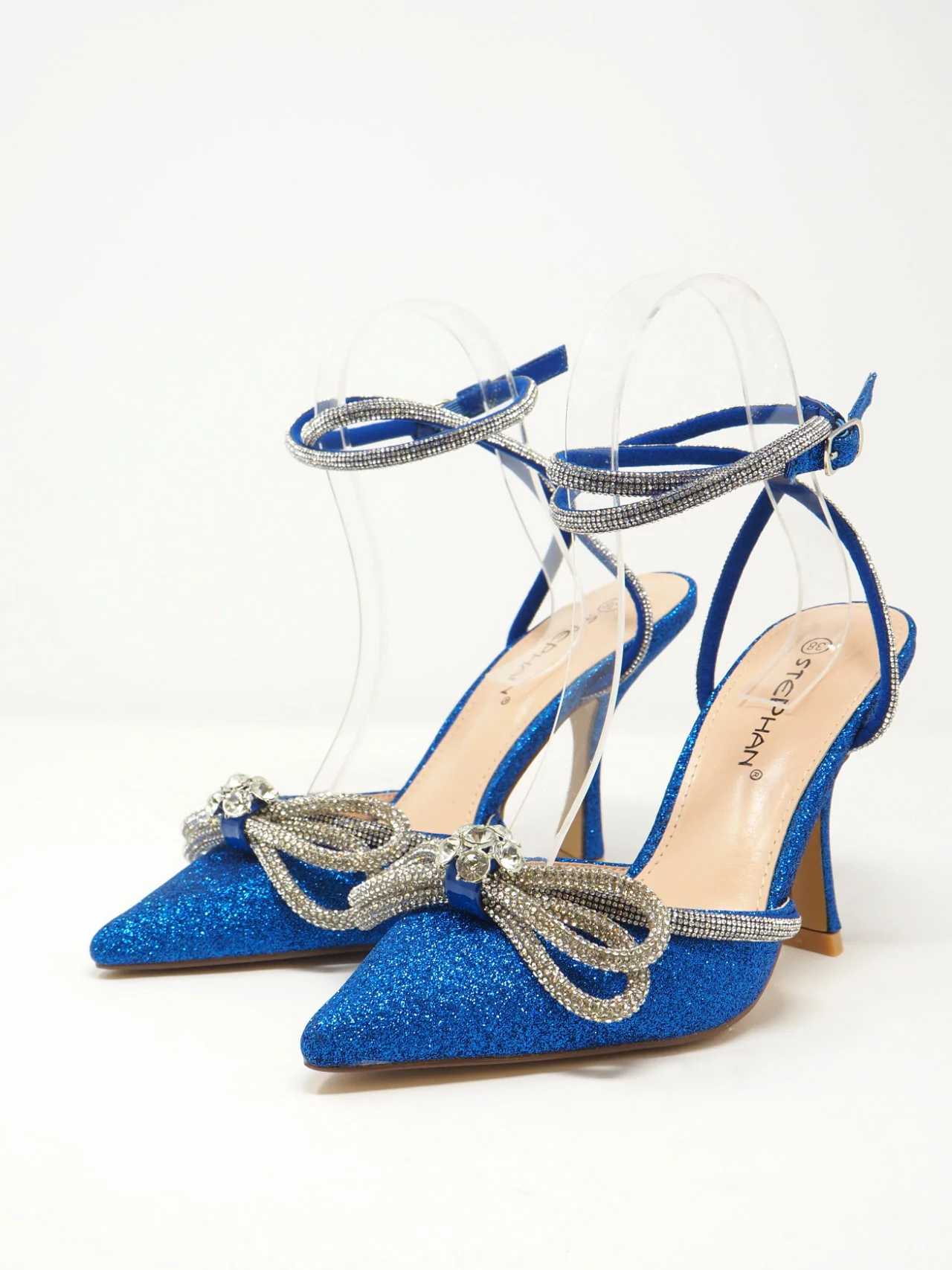 Décolleté glitter con fiocco di strass - immagine 3