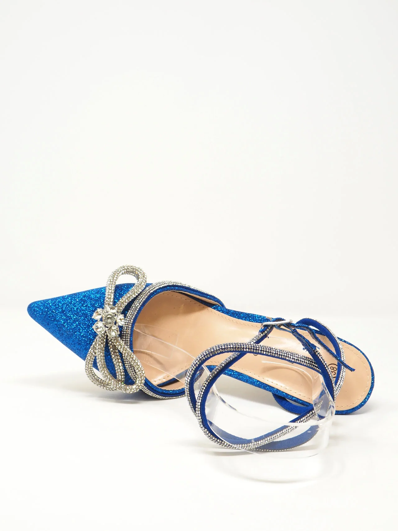 Décolleté glitter con fiocco di strass - immagine 4