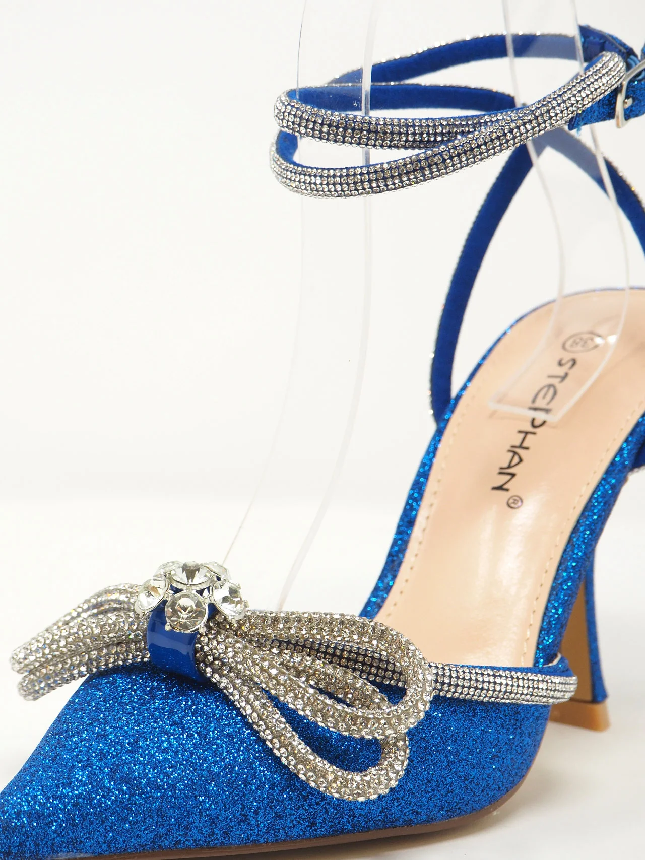 Décolleté glitter con fiocco di strass - immagine 6