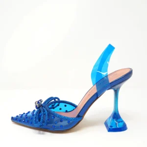 Décolleté slingback con fiocco strass