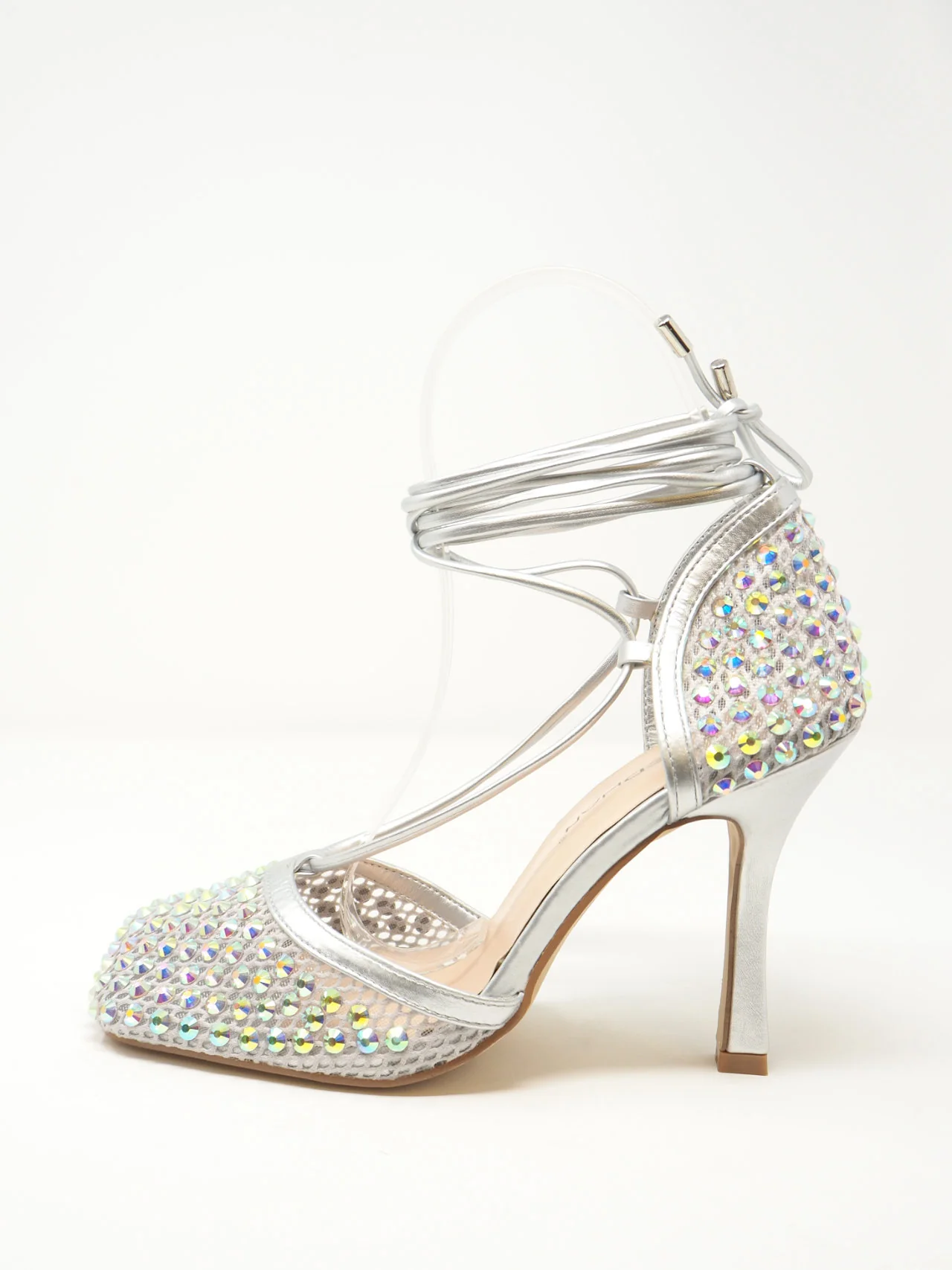 Décolleté con punta quadrata strass e lacci - immagine 3