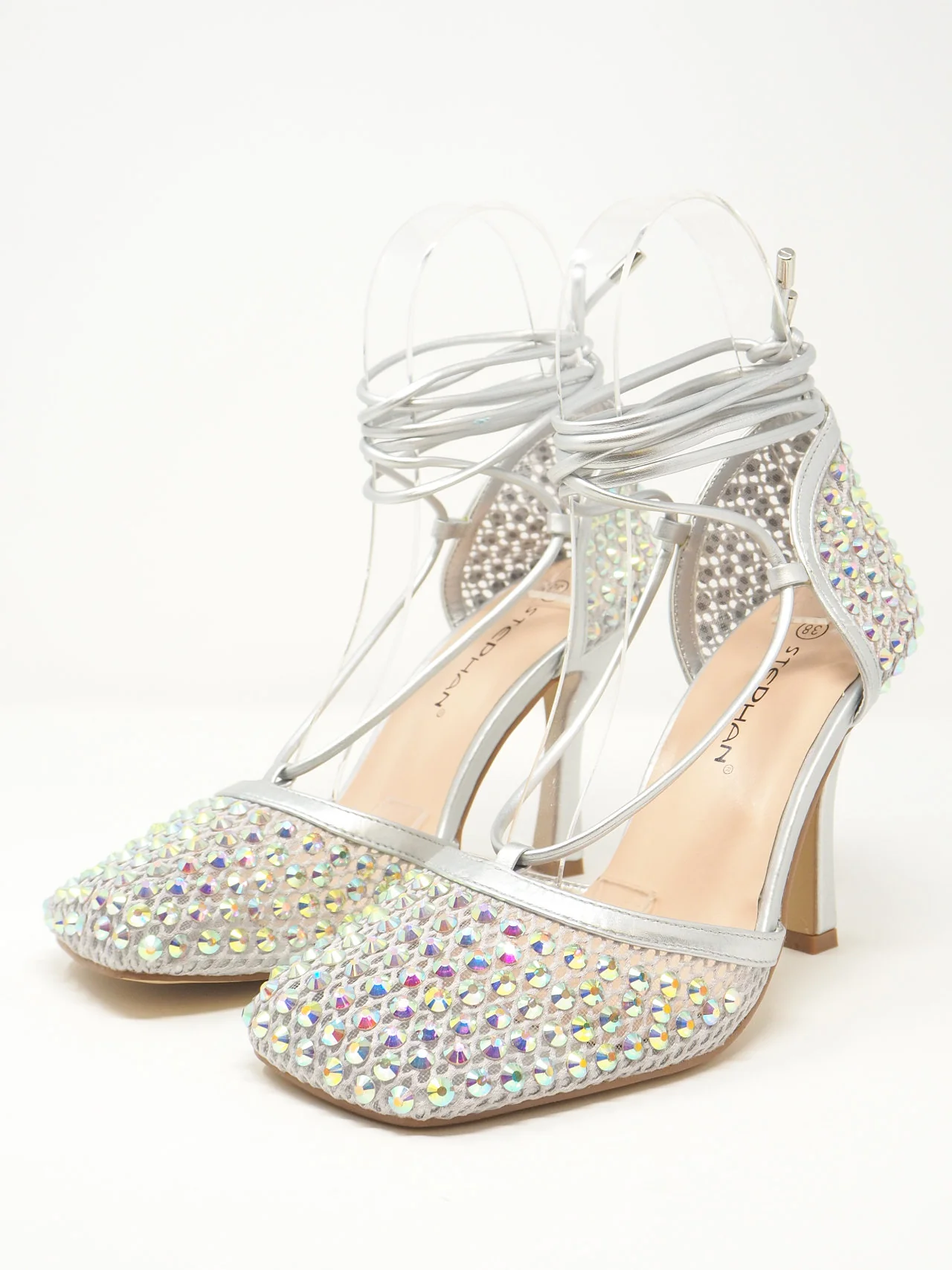 Décolleté con punta quadrata strass e lacci - immagine 4