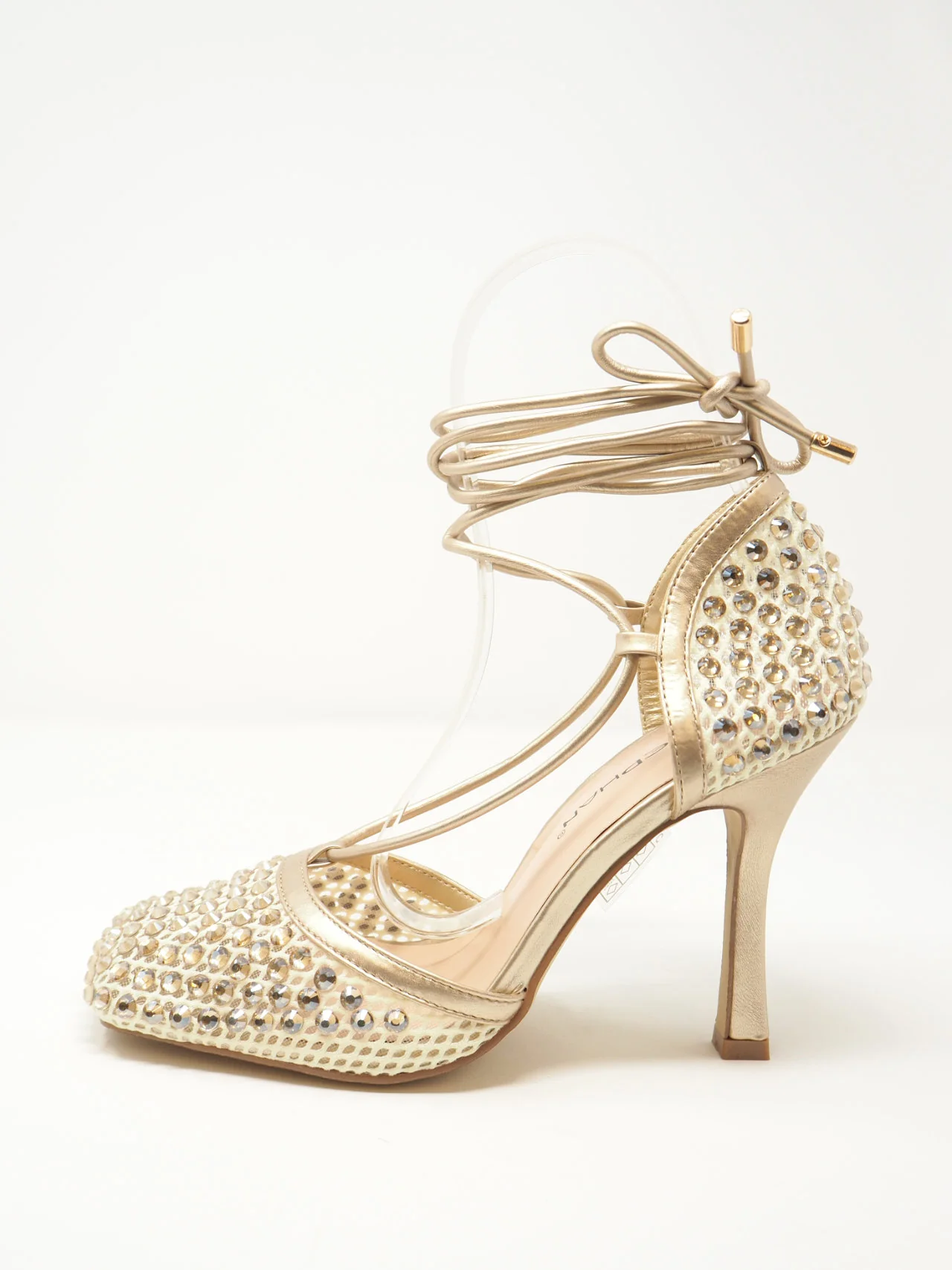 Décolleté con punta quadrata strass e lacci - immagine 5