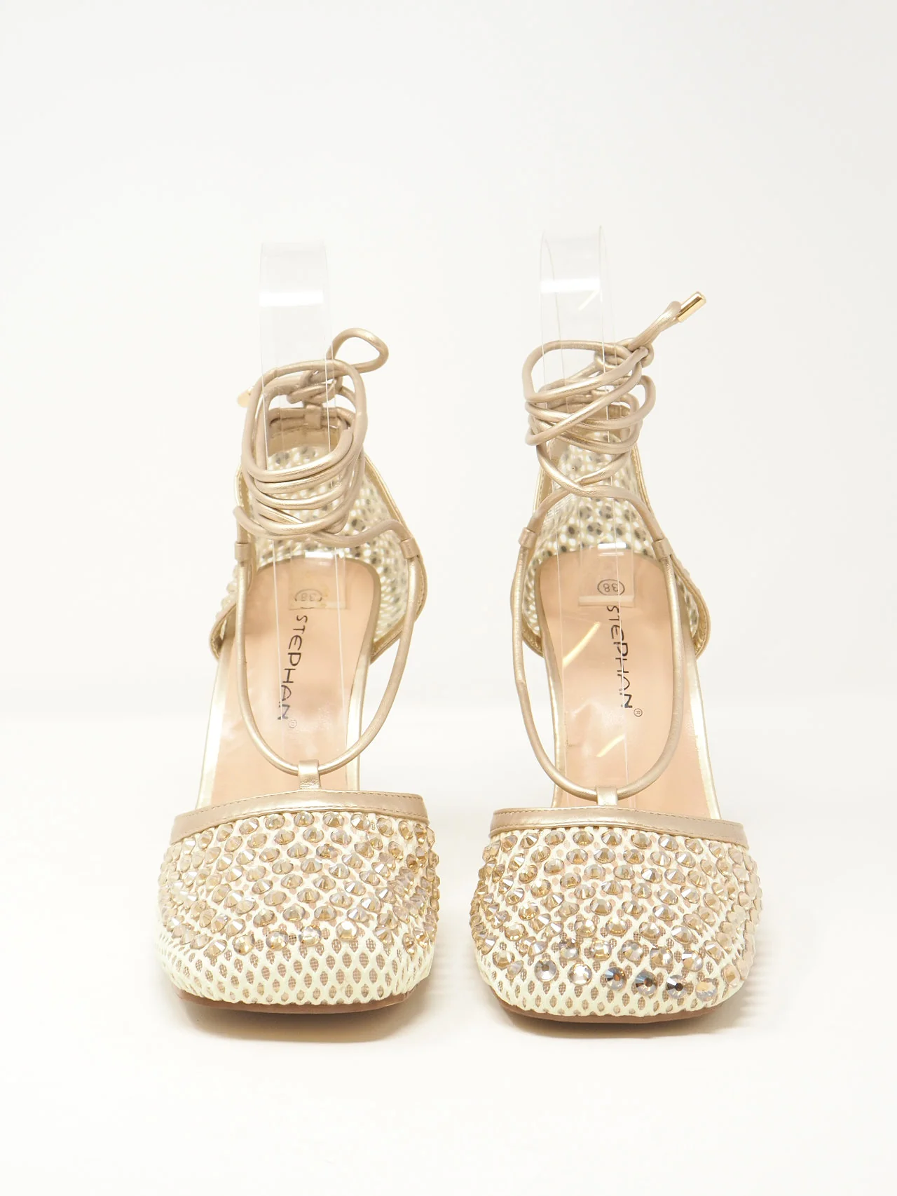 Décolleté con punta quadrata strass e lacci - immagine 9