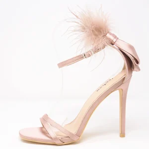 Sandali con piume e fiocco
