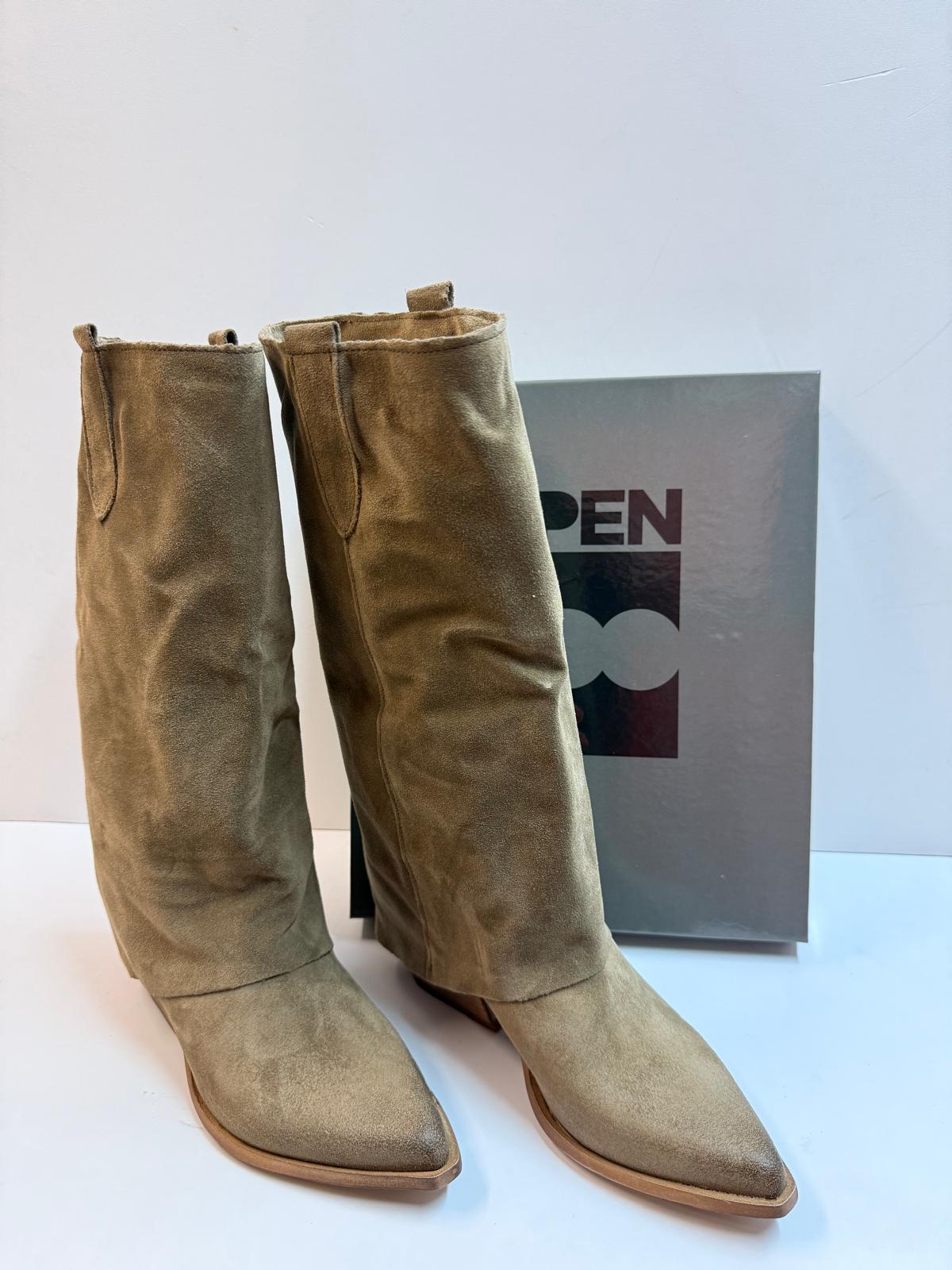 Open Too Loca 240 stivale texano con risvolto pelle scamosciata taupe - immagine 2