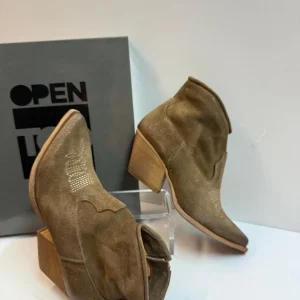 Open Too GX4 tronchetto texano donna in pelle scamosciata taupe