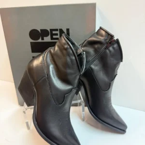 Open Too GX4 tronchetto texano donna in pelle nero