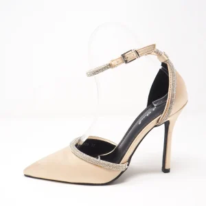 Décolleté in raso con strass