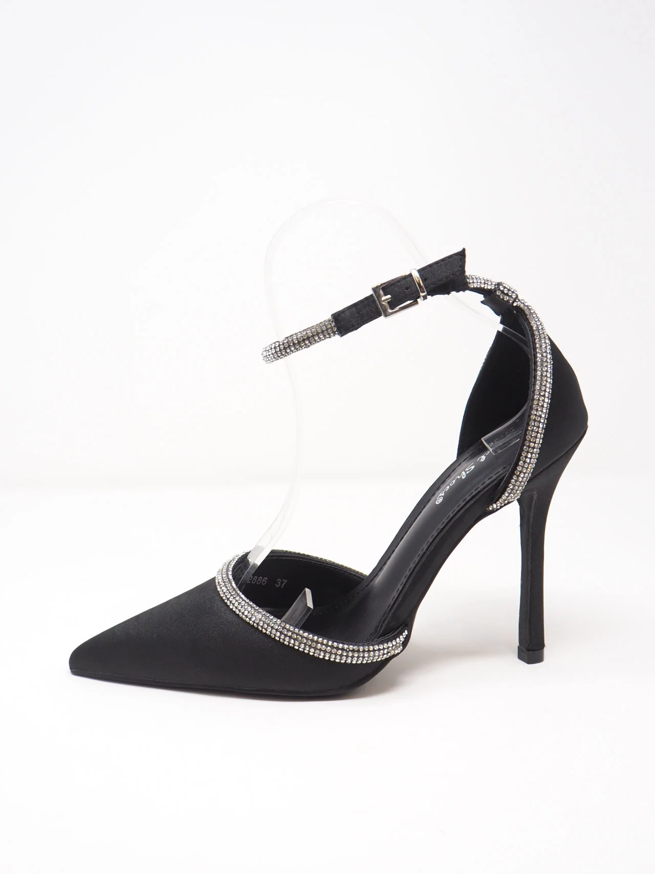 Décolleté in raso con strass - immagine 4