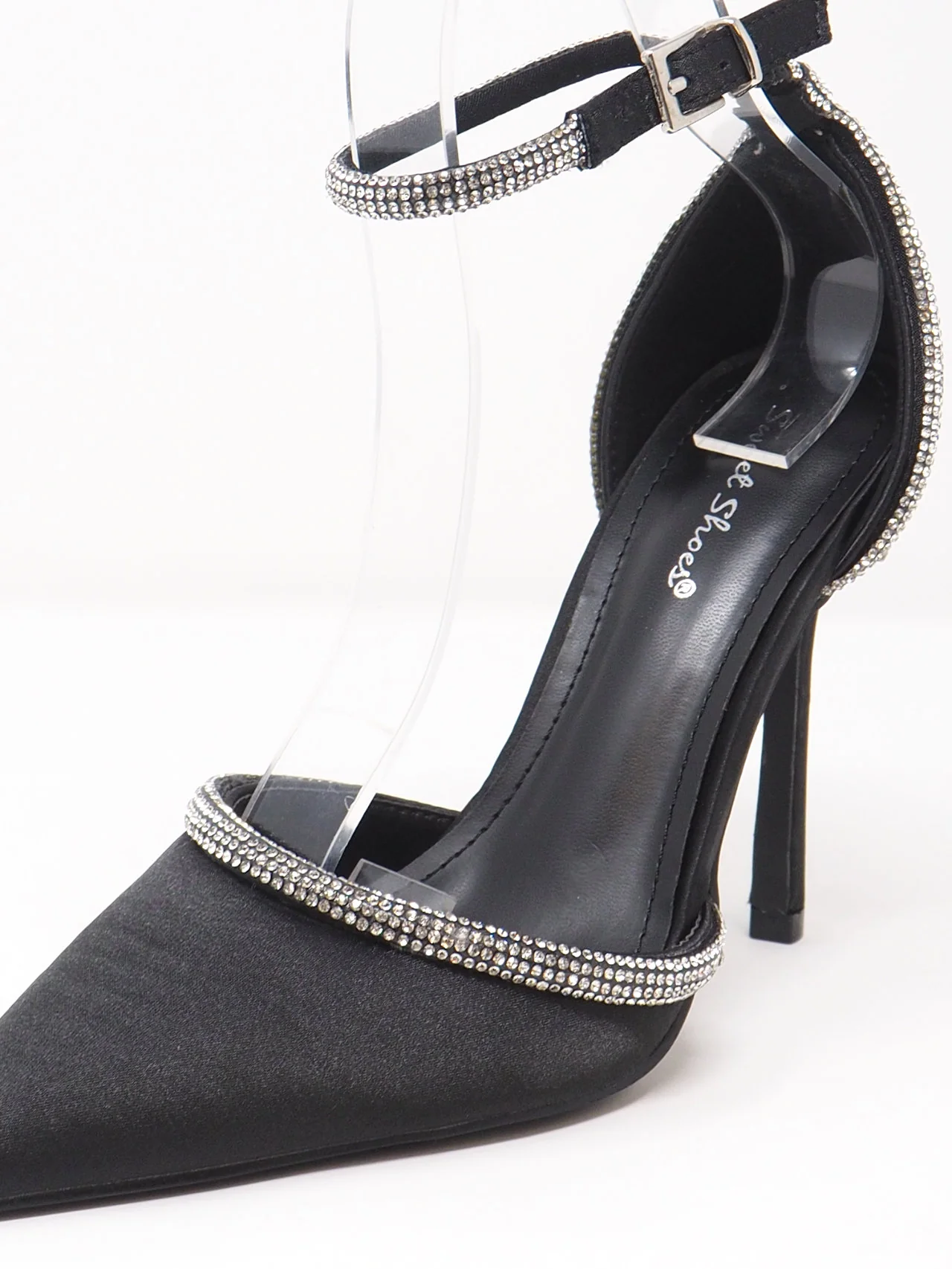 Décolleté in raso con strass - immagine 8