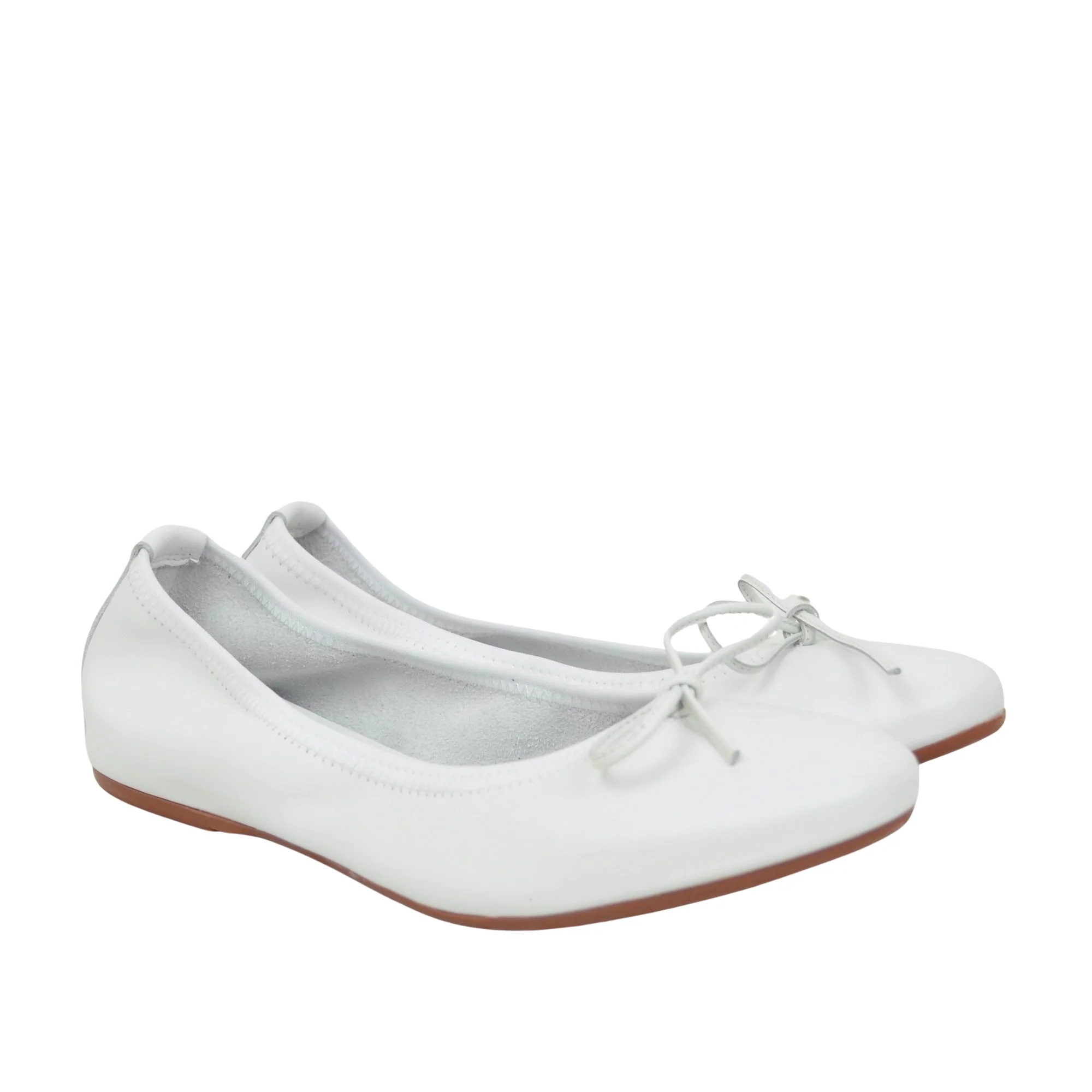 Ballerine in Nappa Bianche Elasticizzate con Zeppetta interna - immagine 3