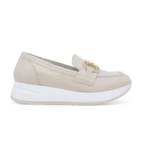Melluso R20088 Sneakers mocassino donna in pelle latte