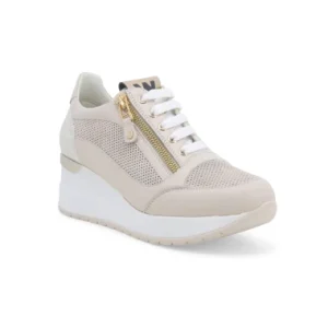 MELLUSO R20444 SNEAKERS DONNA IN PELLE BEIGE O BLU