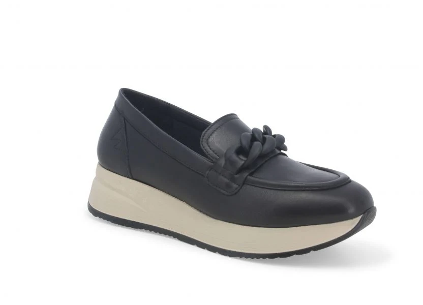 MELLUSO R25066 MOCASSINO IN PELLE NERO CON PLANTARE ESTRAIBILE
