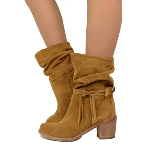 Stivaletti Donna in Pelle Cuoio Scamosciati Traforati Made in Italy