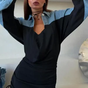 Vestitino jeans con maniche dolman