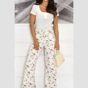 Jeans floreali a palazzo