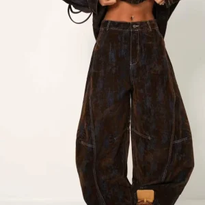 Jeans baggy con velluto