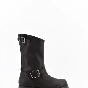 Stelio Malori 1300 stivale biker mid tronchetto in pelle nero