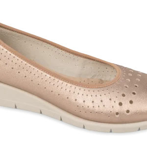 Valleverde VS10204 dècolletè con zeppa in pelle laminata forata bronzo