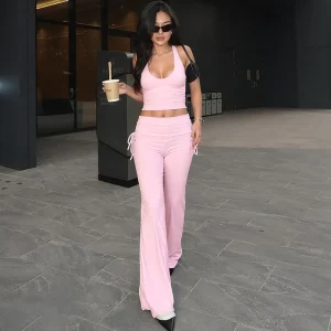 Completo Pantaloni Elegante Slim-Fit Monocolore per la Moda