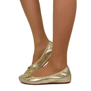 Ballerine color Platino in Nappa Elasticizzate con Morsetto