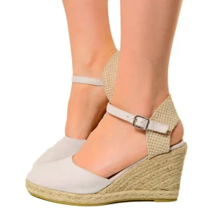 Espadrillas Campesine Avorio con Zeppa Similpelle in Corda