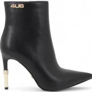 4US 4K2537 stivaletto donna nero con tacco platino