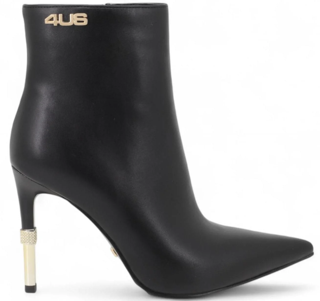 4US 4K2537 stivaletto donna nero con tacco platino - immagine 2