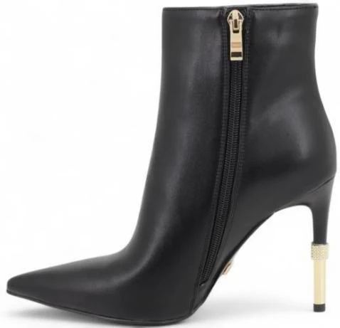 4US 4K2537 stivaletto donna nero con tacco platino - immagine 3