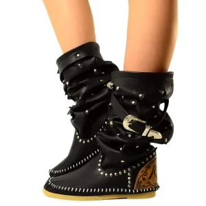 Indianini Stivali Neri KikkiLine in Pelle Made in Italy