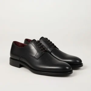 Scarpa di pelle abrasivata con fondo cuoio