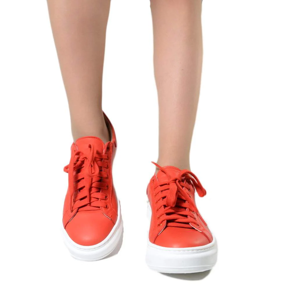 Sneakers Donna Rosse con Lacci Suola Oversize Made in Italy - immagine 3