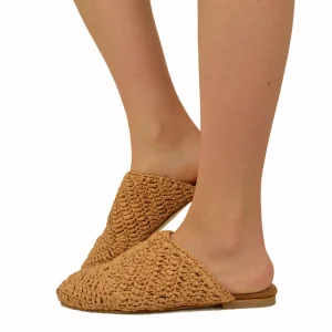 Sabot in Rafia color Tabacco con Soletta in Pelle
