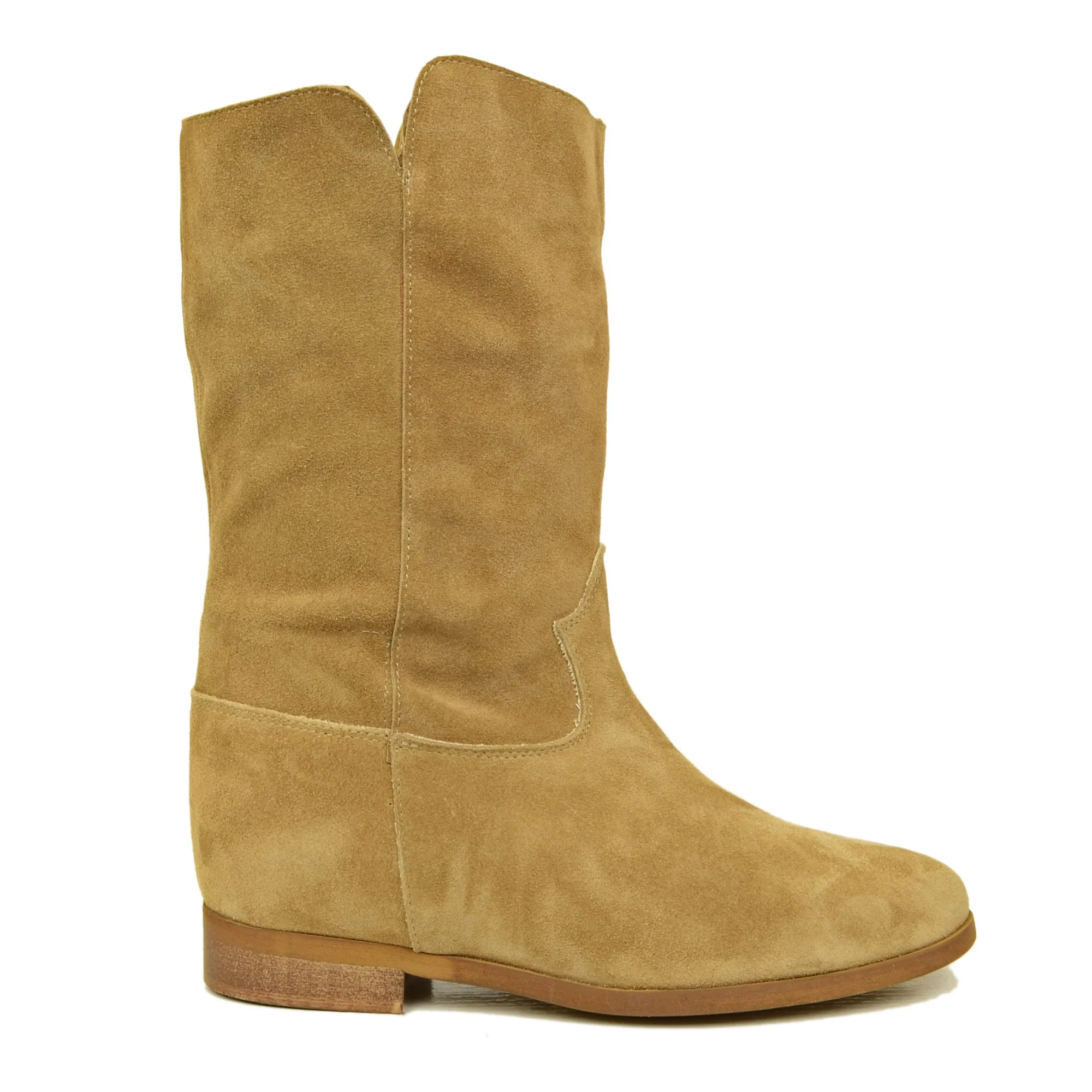 Stivaletti Donna Beige in Camoscio con Zeppa Interna - immagine 3