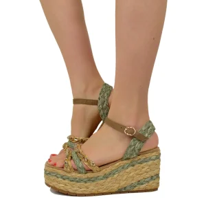 Zeppa Donna in Rafia con Fondo in Platform e Corda Intrecciata